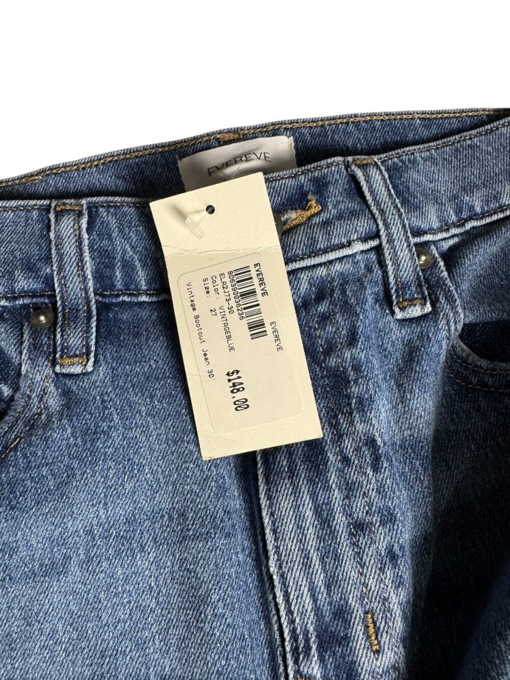 EVEREVE Vintage Bootcut Jeans Women's 27 Blue High Rise Side Slit NWT $148